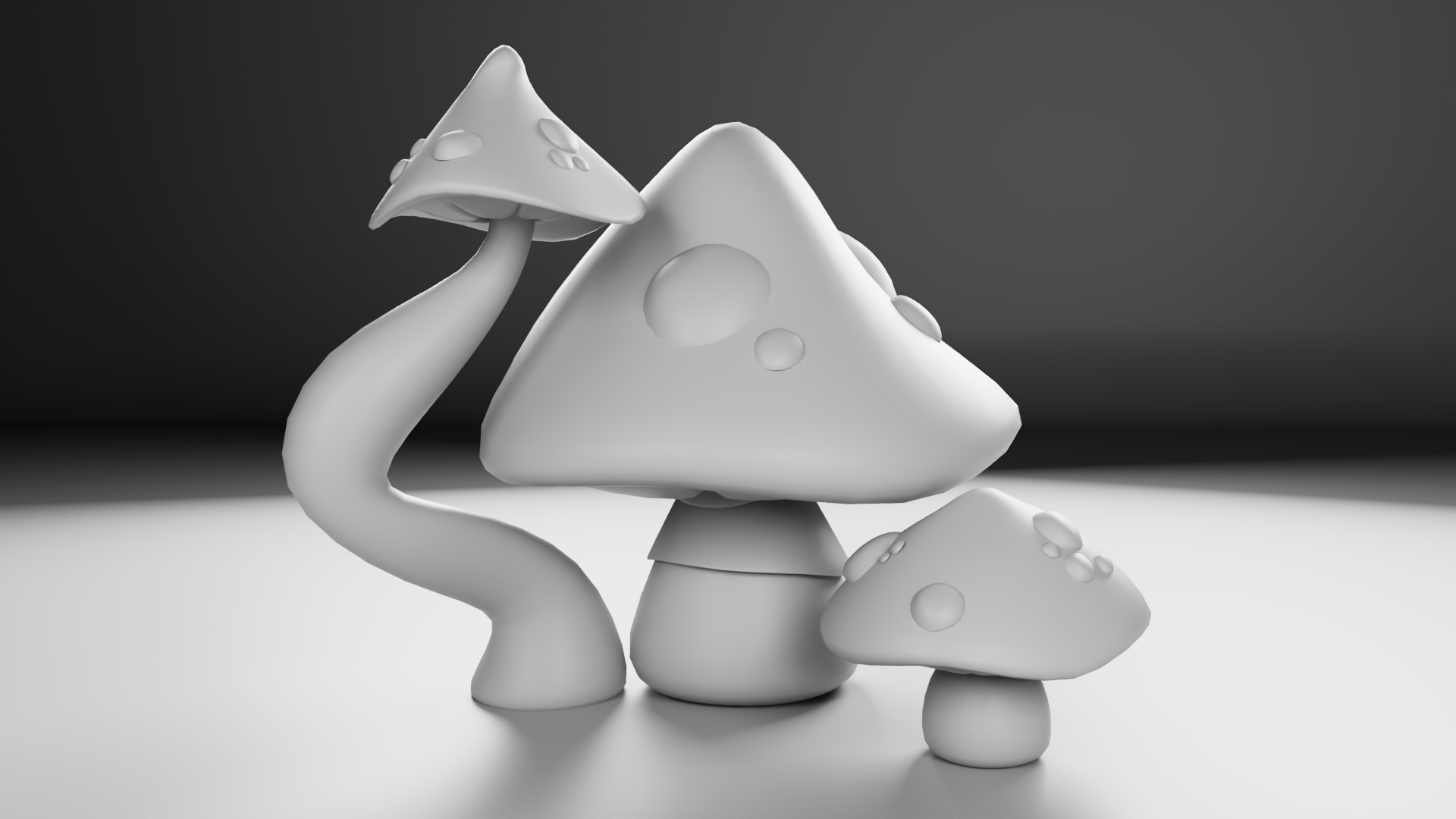 Still Life by Karien Lessing - an unshaded model of three mushrooms